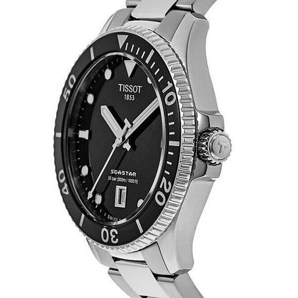 Tissot T-Sport Seastar 1000 rustfrit stål Black Dial Quartz Diver&#39,s T120.210.11.051.00 300M unisex ur