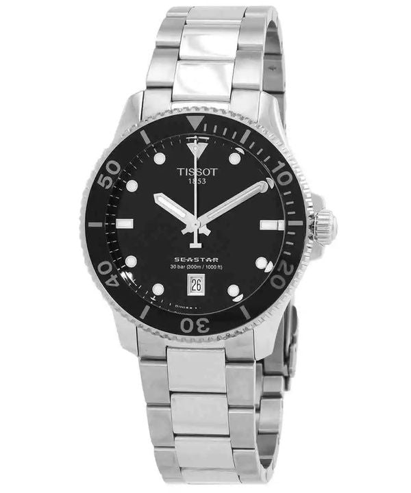 Tissot T-Sport Seastar 1000 rustfrit stål Black Dial Quartz Diver&#39,s T120.410.11.051.00 300M herreur