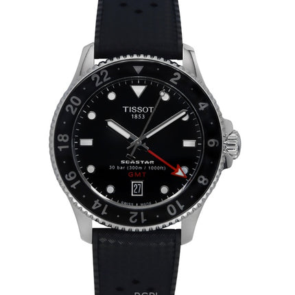 Tissot Seastar 1000 GMT gummirem Black Dial Quartz Diver&#39;s T120.852.17.051.00 300M herreur