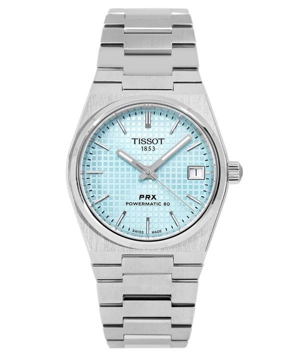 Tissot T-Classic PRX Powermatic 80 rustfrit stål Ice Blue Dial Automatisk T137.207.11.351.00 100M dameur