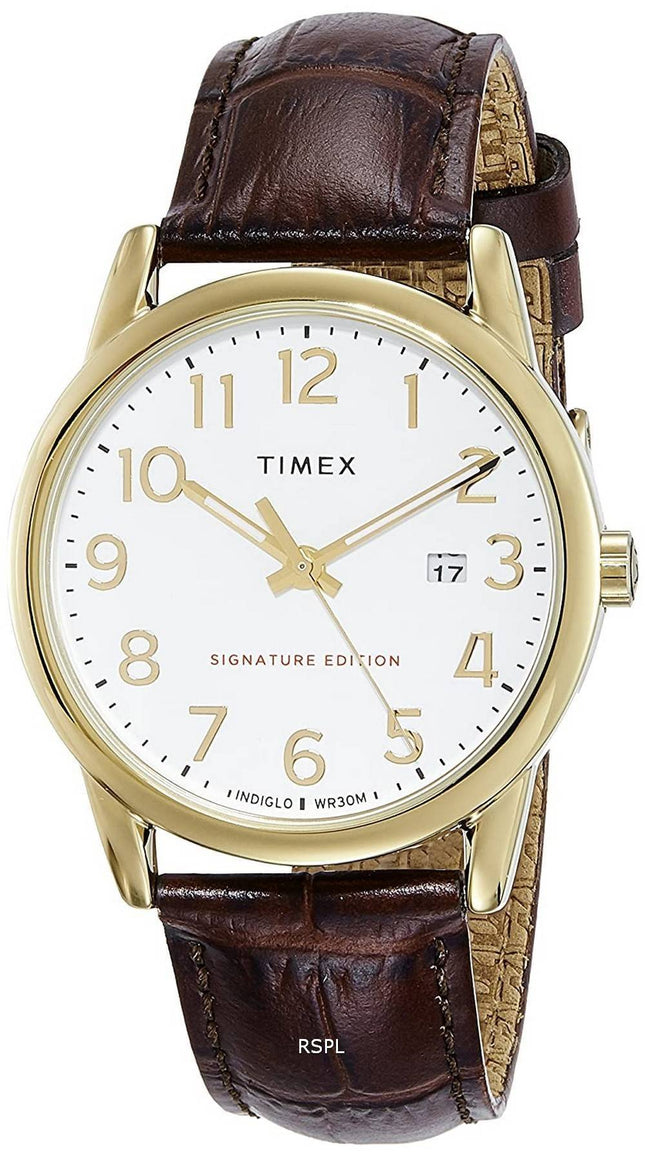 Timex Easy Reader Signature Edition LÃ¦derrem Kvarts TW2R65100 Herreur