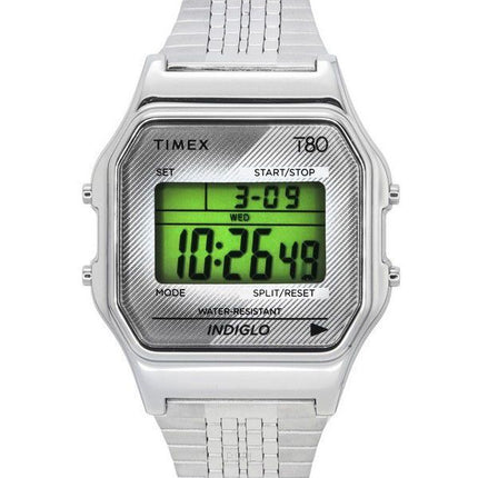 Timex T80 digitalt rustfrit stål armbånd kvarts TW2R79300 unisex ur