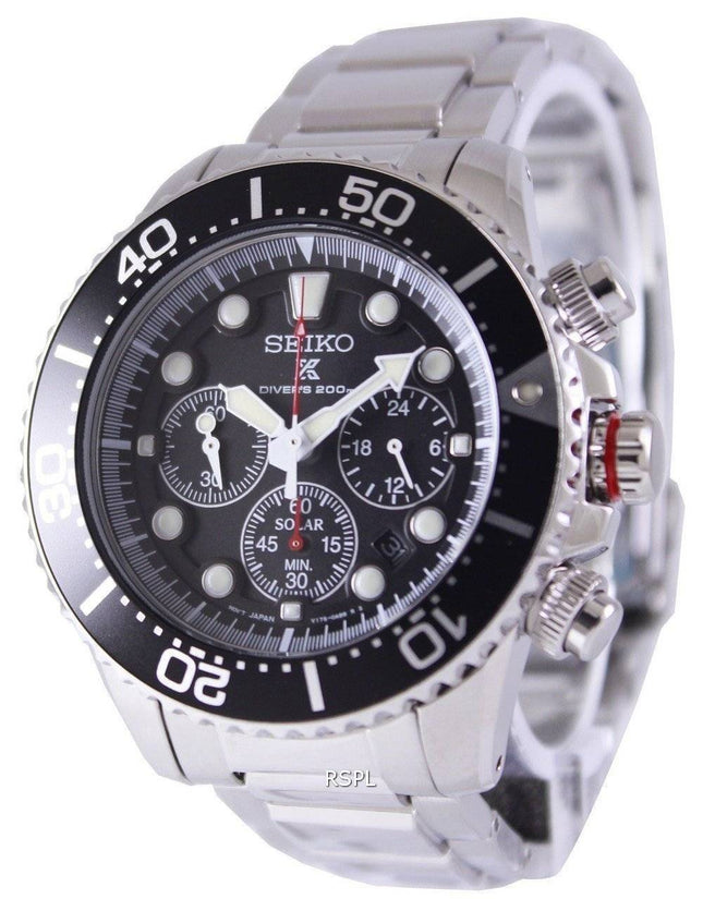 Renoveret Seiko Prospex Diver&#39,s Solar Chronograph SSC015 SSC015P1 SSC015P 200M Herreur