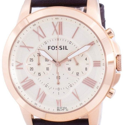 Renoveret Fossil Grant Chronograph brunt læderkvarts FS4991IE herreur