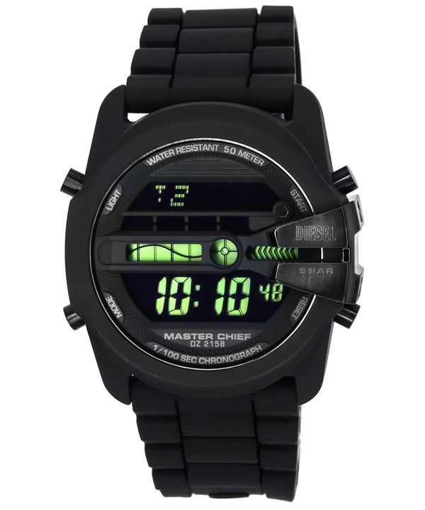 Renoveret Diesel Master Chief Digital Silikone Strap Black Dial Quartz DZ2158 Herreur