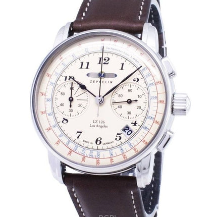 Renoveret Zeppelin LZ126 Chronograph Beige Dial Germany Made Quartz 76145 herreur