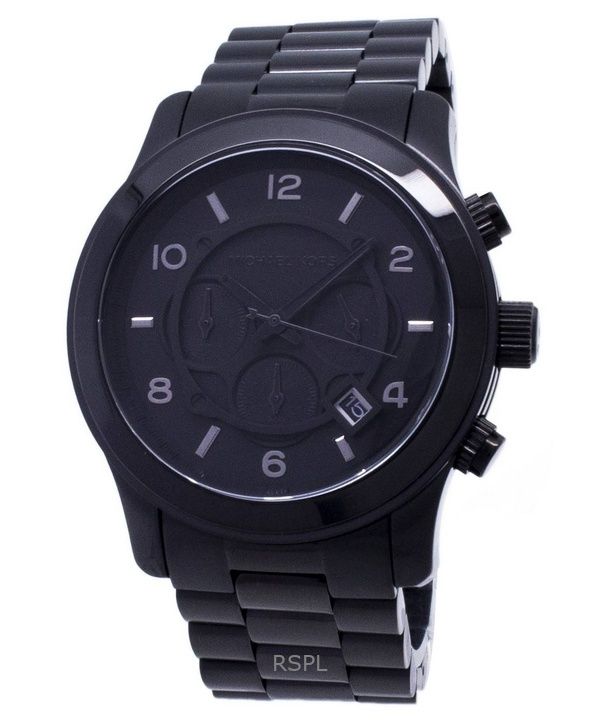 Renoveret Michael Kors Runway Chronograph rustfrit stål Black Dial Quartz MK8157 100M herreur