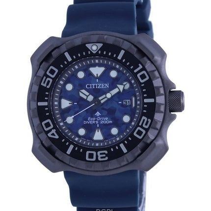 Renoveret Citizen Promaster polyurethanrem Blue Dial Eco-Drive Diver&#39,s BN0227-09L 200M herreur