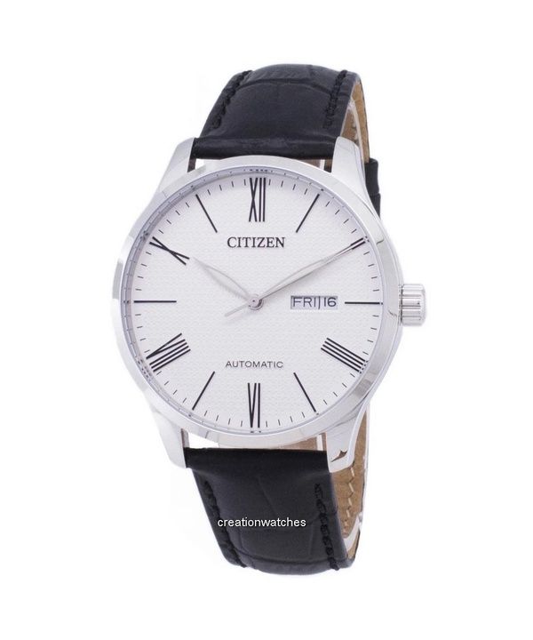 Renoveret Citizen Analog Læderrem White Dial Automatisk NH8350-08A herreur