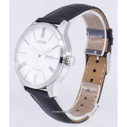 Renoveret Citizen Analog Læderrem White Dial Automatisk NH8350-08A herreur