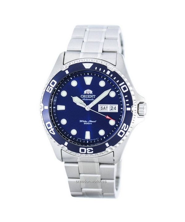 Renoveret Orient Ray II rustfrit stål blå skive automatisk FAA02005D9 200M herreur