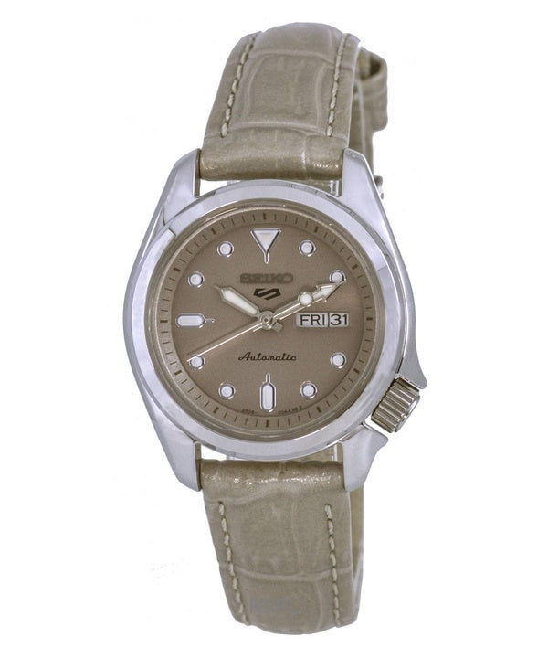 Renoveret Seiko 5 Sports Compact Læderrem Beige Urskive Automatisk SRE005K1 100M dameur