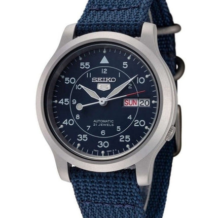 Renoveret Seiko 5 Military Nylon Rem Blue Dial Automatisk 21 Juveler SNK807K2 herreur