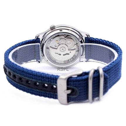 Renoveret Seiko 5 Military Nylon Rem Blue Dial Automatisk 21 Juveler SNK807K2 herreur