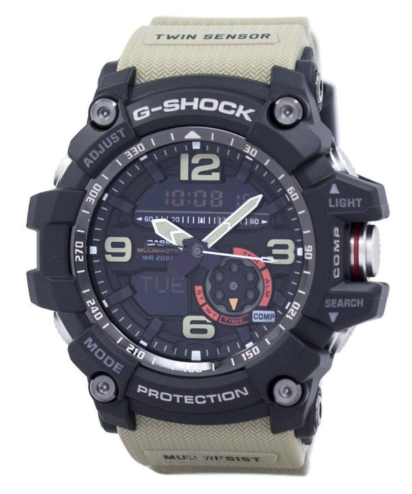 Renoveret Casio G-Shock Mudmaster Analog Digital Twin Sensor Resin Rem Black Dial Quartz GG-1000-1A5 200M herreur