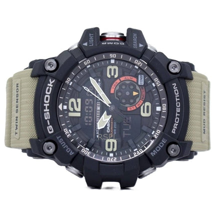 Renoveret Casio G-Shock Mudmaster Analog Digital Twin Sensor Resin Rem Black Dial Quartz GG-1000-1A5 200M herreur