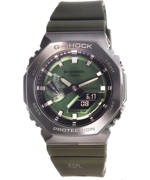 Renoveret Casio G-Shock Analog Digital Green Dial Resin Rem Quartz GM-2100B-3A 200M herreur