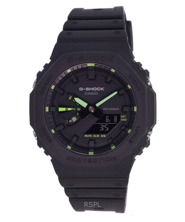 Renoveret Casio G-Shock Analog Digital Neon Accent Resin Rem Black Dial Quartz GA-2100-1A3 200M herreur