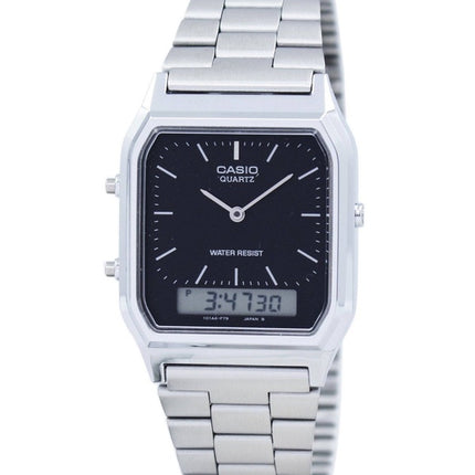 Renoveret Casio Youth Analog Digital Rustfrit Stål Sort Urskive Quartz AQ-230A-1DHDF Unisex Ur