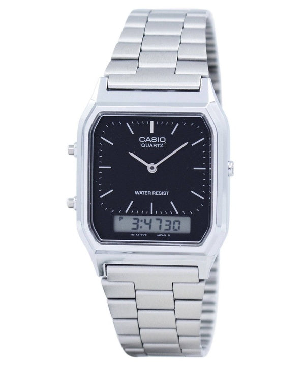 Renoveret Casio Youth Analog Digital Rustfrit Stål Sort Urskive Quartz AQ-230A-1DHDF Unisex Ur