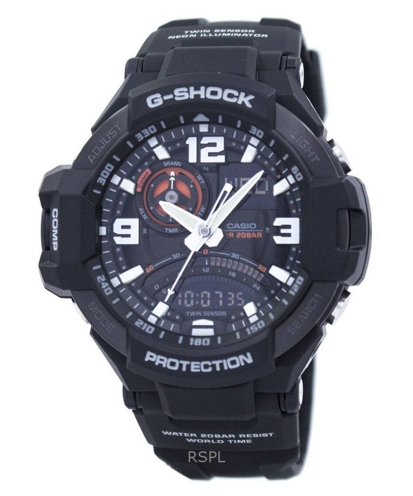 Renoveret Casio G-Shock Analog Digital Resin Rem Black Dial Quartz GA-1000-1A 200M herreur