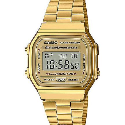 Renoveret Casio Digital Gold Tone rustfrit stål A168WG-9WDF unisex ur