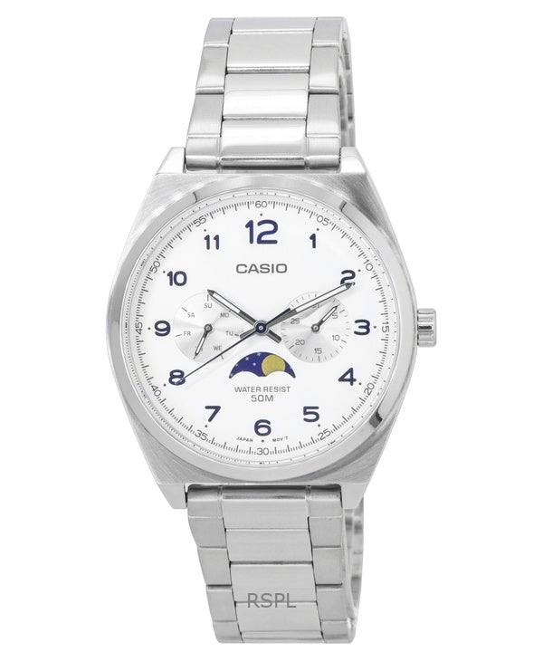 Renoveret Casio Standard Analog rustfrit stål hvid skive Quartz MTP-M300D-7A herreur