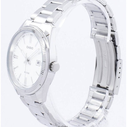 Renoveret Casio Analog rustfrit stål hvid skive Quartz MTP-1302D-7A1V herreur