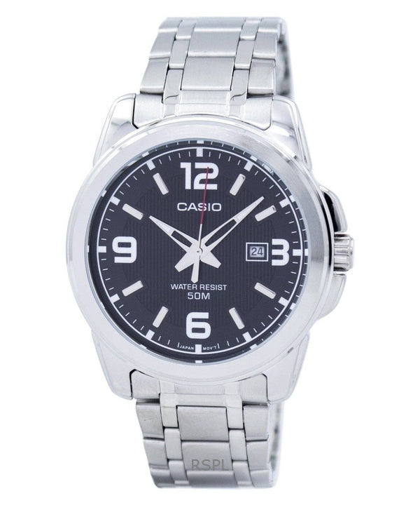 Renoveret Casio Enticer Analog rustfrit stål Black Dial Quartz MTP-1314D-1AVDF herreur