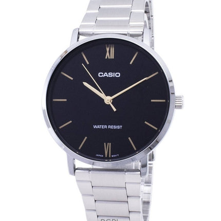 Renoveret Casio Enticer Analog rustfrit stål Black Dial Quartz MTP-VT01D-1B herreur