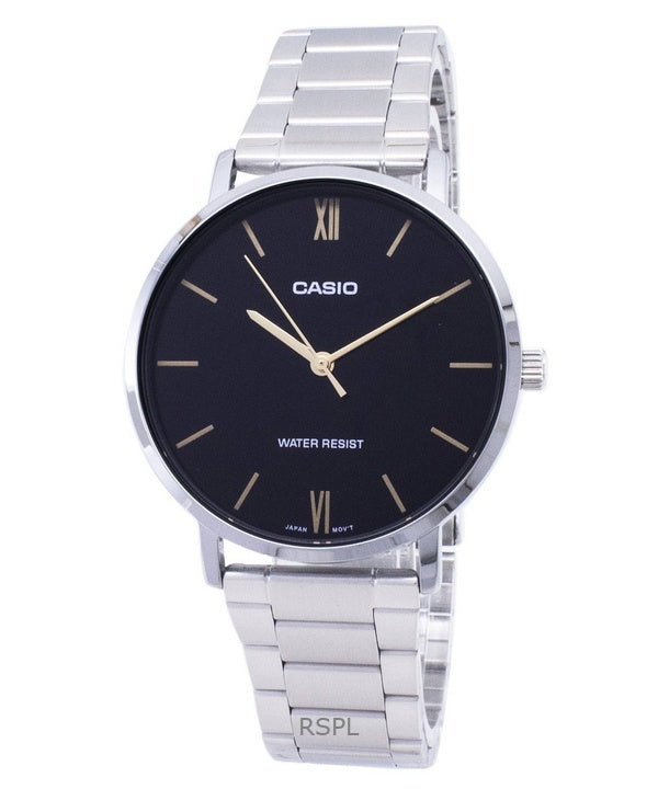 Renoveret Casio Enticer Analog rustfrit stål Black Dial Quartz MTP-VT01D-1B herreur