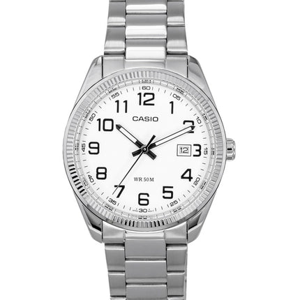 Renoveret Casio Standard Analog rustfrit stål hvid skive Quartz MTP-1302D-7B herreure