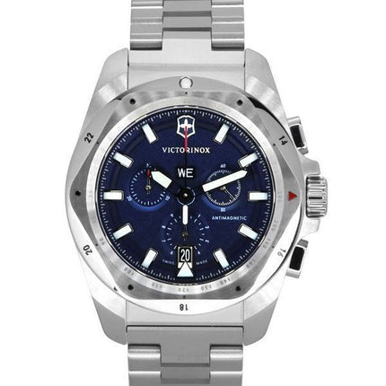 Victorinox Swiss Army INOX Chronograph Rustfrit Stål Blue Dial Quartz Diver&#39,s 241985 200M herreur