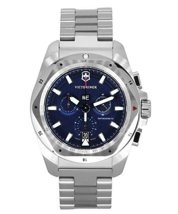 Victorinox Swiss Army INOX Chronograph Rustfrit Stål Blue Dial Quartz Diver&#39,s 241985 200M herreur