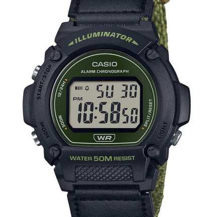 Casio Standard Grøn digital stofrem Quartz W-219HB-3AV herreur