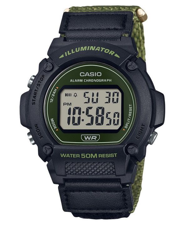 Casio Standard Grøn digital stofrem Quartz W-219HB-3AV herreur