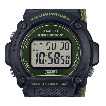 Casio Standard Grøn digital stofrem Quartz W-219HB-3AV herreur