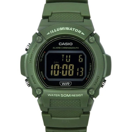 Casio Standard Illuminator Digital Green Resin Strap Quartz W-219HC-3B Herreur