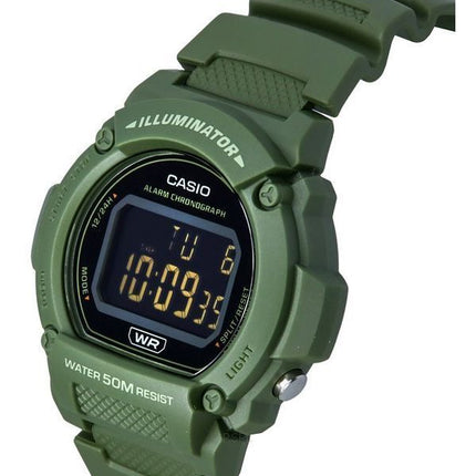 Casio Standard Illuminator Digital Green Resin Strap Quartz W-219HC-3B Herreur