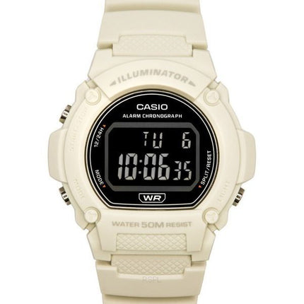 Casio Standard Illuminator Digital White Resin Strap Quartz W-219HC-8B Herreur