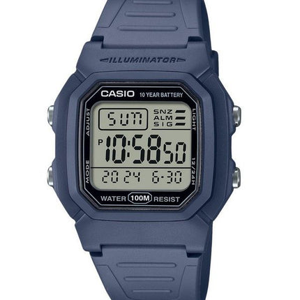 Casio Digital Resin Rem Lyseblå Quartz W-800H-2AV 100M herreur