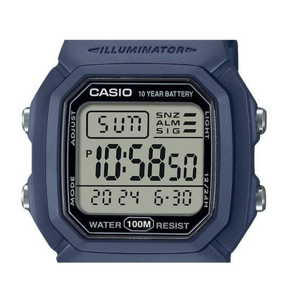 Casio Digital Resin Rem Lyseblå Quartz W-800H-2AV 100M herreur