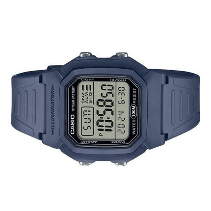 Casio Digital Resin Rem Lyseblå Quartz W-800H-2AV 100M herreur