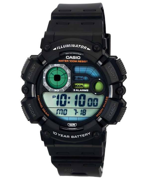 Casio Fiskeudstyr Line Digital Quartz WS-1500H-1A WS1500H-1 100M herreur