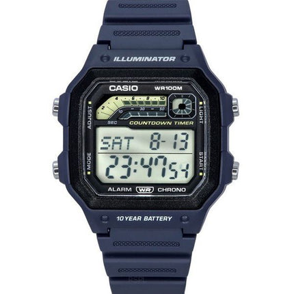 Casio Standard Digital Blue Resin Rem Quartz WS-1600H-2A 100M herreur