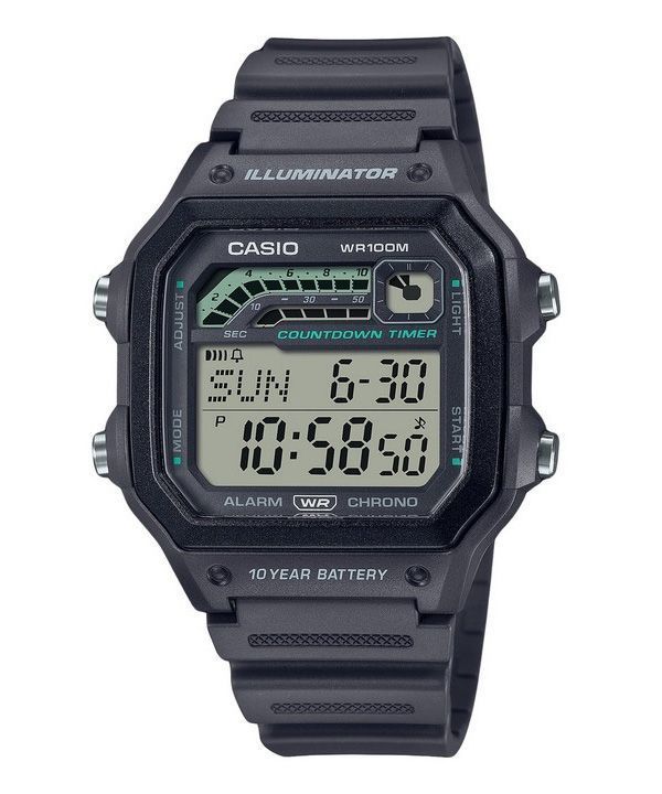 Casio Standard Digital Resin Rem Grå Kvarts WS-1600H-8AV 100M herreur