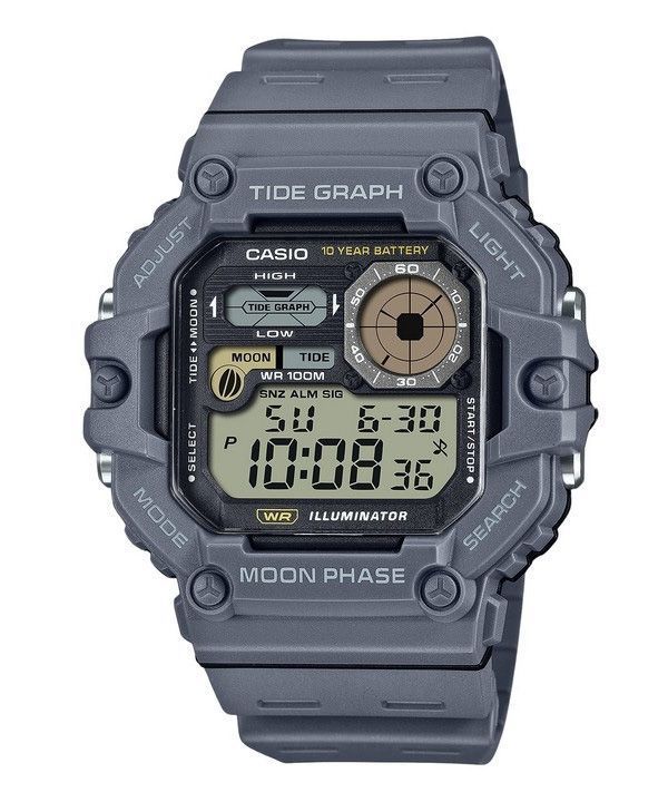 Casio Standard Digital Graph Moon Phase Resin Rem Quartz WS-1700H-8AV 100M herreur