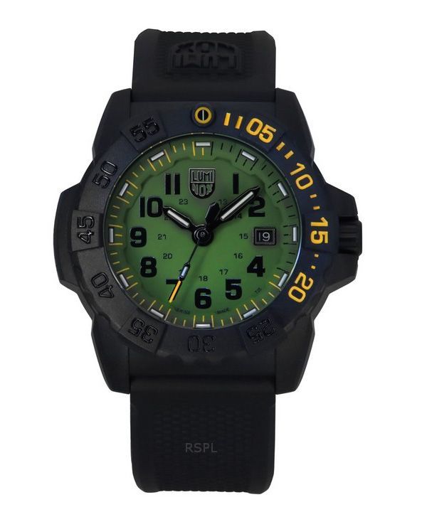 Luminox Navy SEAL Foundation gummirem Green Dial Quartz Diver&#39,s XS.3517.NSF.SET 200M herreur med ekstra rem