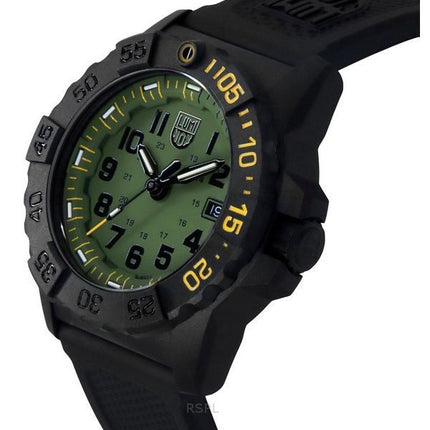 Luminox Navy SEAL Foundation gummirem Green Dial Quartz Diver&#39,s XS.3517.NSF.SET 200M herreur med ekstra rem