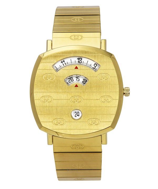 Gucci Grip Gold Tone rustfrit stål Guldskive Quartz YA157409 unisex ur